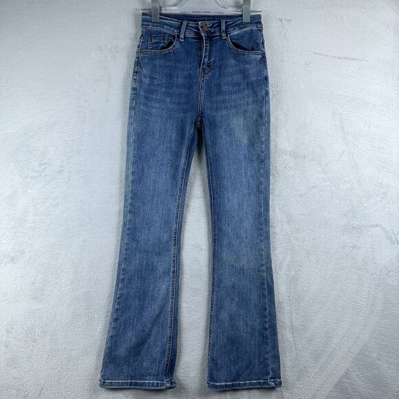 Denim By Jihoo Flare Jeans Simple Classic Medium Wash Womens Blue Size 27 - Picture 1 of 10
